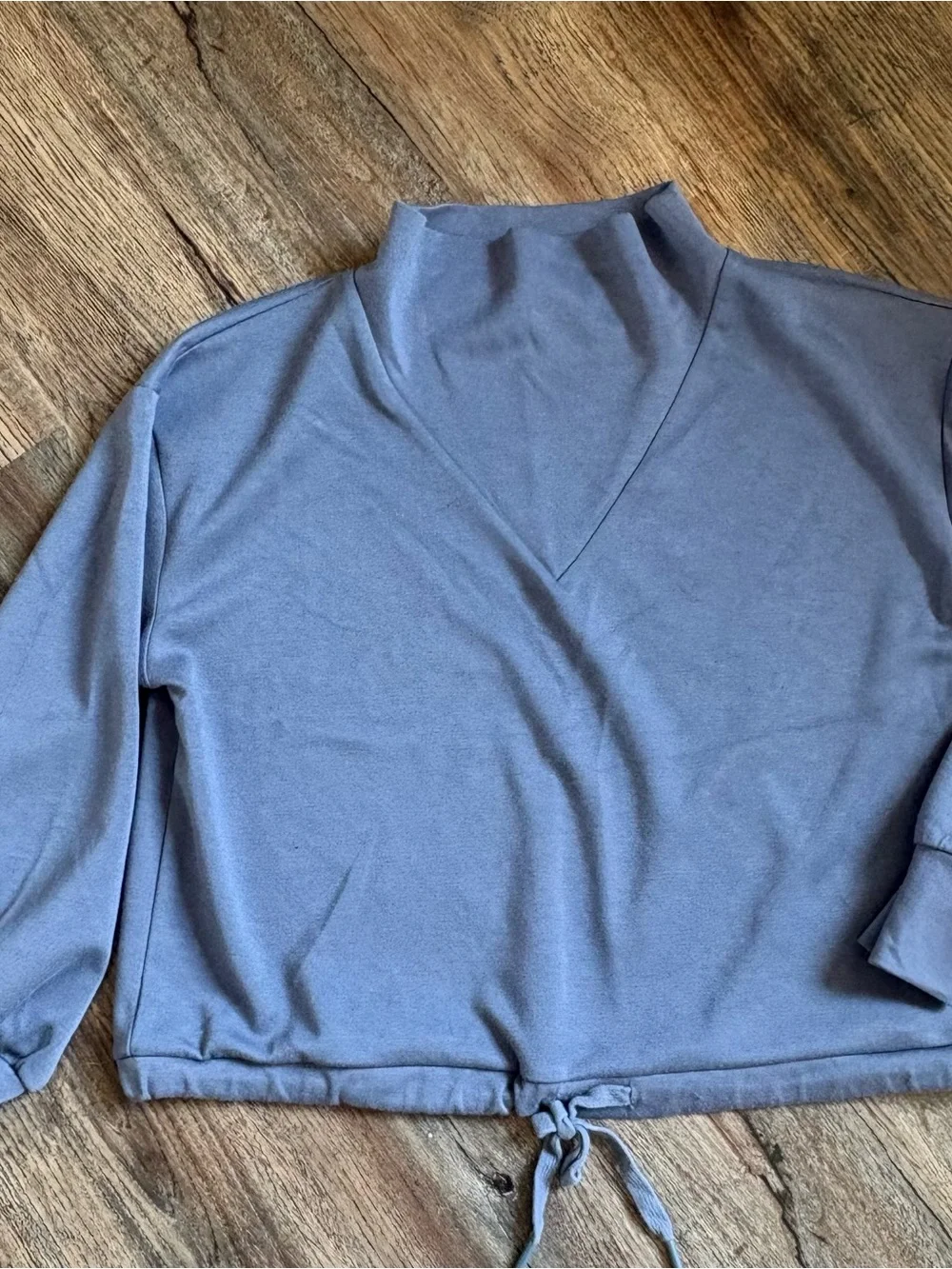 entro Dusty Blue Two-Piece Lounge Set - Mock Neck Sweatshirt & Drawstring Shorts